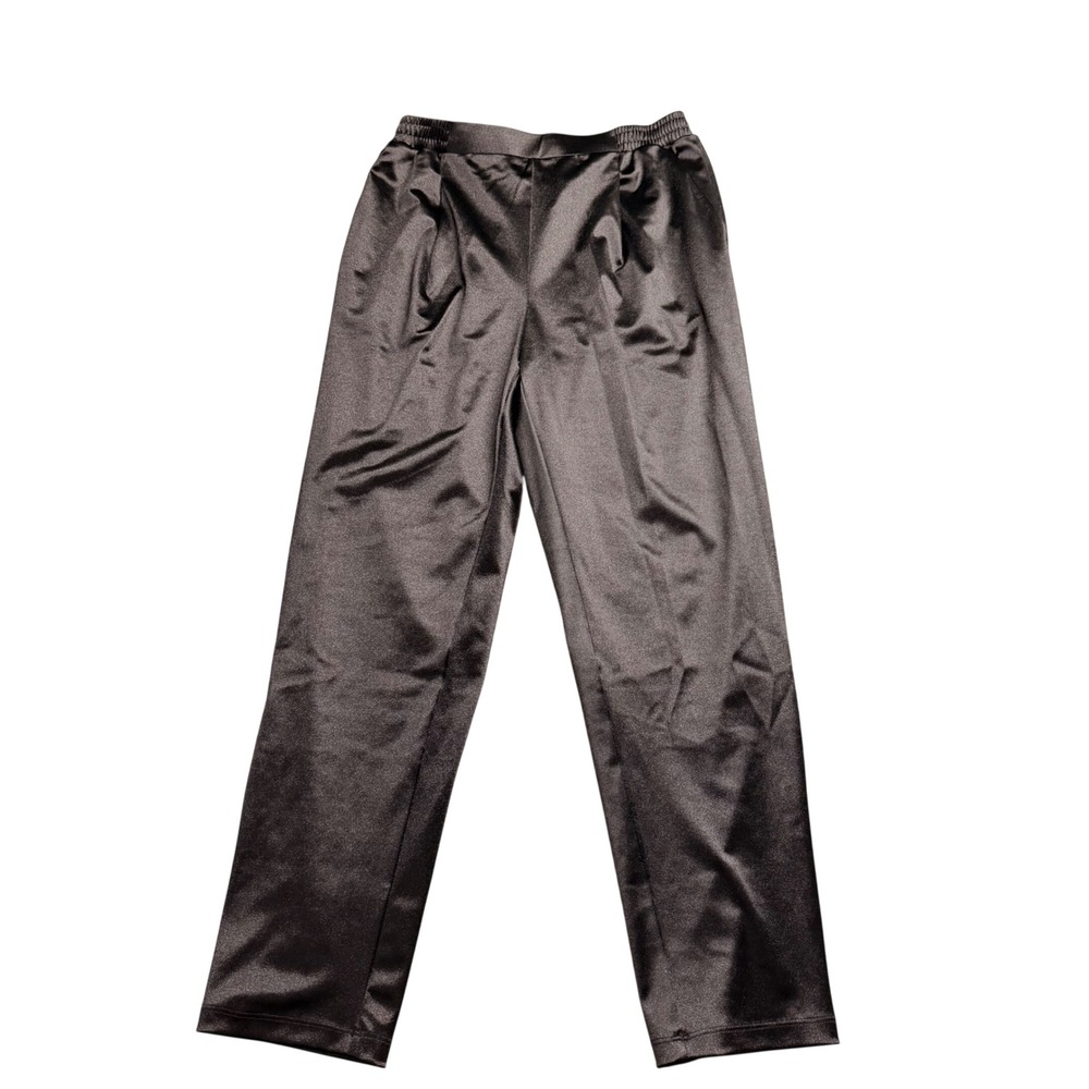 Halara Black Satin High Waisted Pleated Straight Leg Pants Small NWT